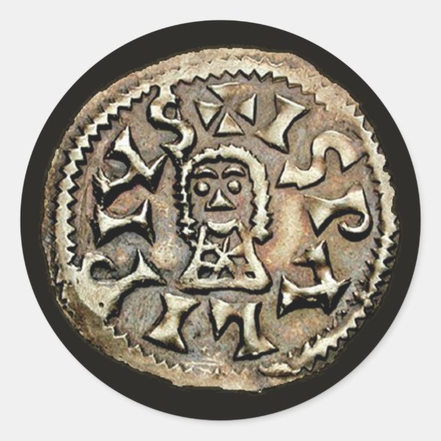 Adesivo Redondo Visigoth Chindaswinth - Inverso da Moeda Dourada (Frente)