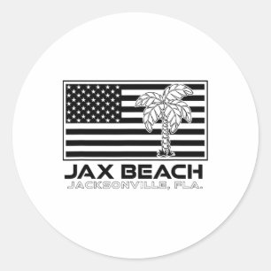 Adesivo Redondo Visite Jacksonville Florida Vacation Usa Flag Palm