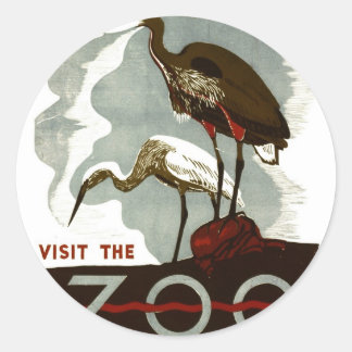Adesivo Redondo Visite o jardim zoológico - o poster de WPA -