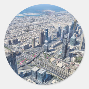Adesivo Redondo Vista aérea de Dubai