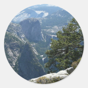Adesivo Redondo Vista da Montanha Yosemite no Parque Nacional de Y