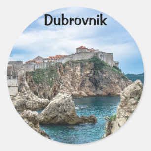 Adesivo Redondo Vista das paredes de Dubrovnik do mar