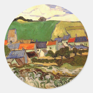 Adesivo Redondo Vista de Auvers Vincent van Gogh