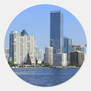 Adesivo Redondo Vista de Miami Skyline