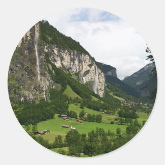 Adesivo Redondo Vista De Trummelbach Falls, Lauterbrunnen CH