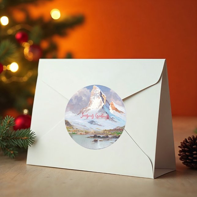 Adesivo Redondo Vista do Matterhorn, inverno (Criador carregado)