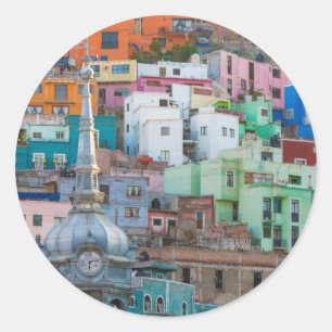 Adesivo Redondo Vista dos edifícios das cidades