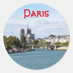 Adesivo Redondo Vista Notre Dame de Paris do Pont d'Austerlitz