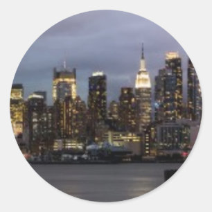 Adesivo Redondo Vista panorâmica do início da noite de Manhattan