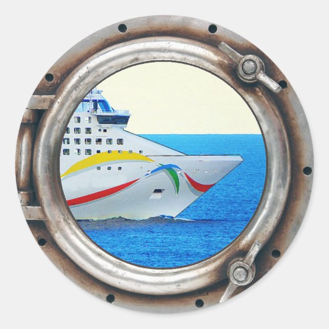 Adesivo Redondo Vista Porthole do Luxury Liner (Frente)