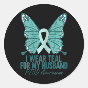 Adesivo Redondo Vista Teal Para O Meu Marido Ptsd Consciência Teal