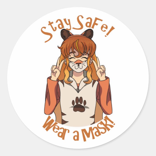 Adesivo Redondo Vista uma máscara! (Frente)