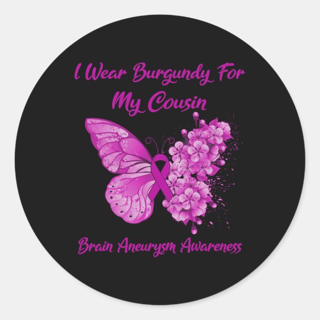 Adesivo Redondo Visto Burgundy Para O Meu Aneurismo Cérebro Primo  (Frente)