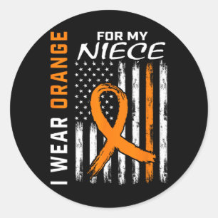 Adesivo Redondo Visto Orange Niece Multiple Sclerose Ms Flag Gifts