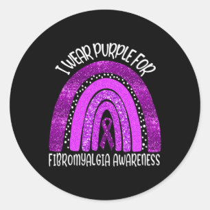 Adesivo Redondo Visto Roxo Para Consciência Da Fibromialgia Arco-Í