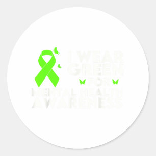 Adesivo Redondo Visto Verde Para Sensibilização Para A Saúde Menta