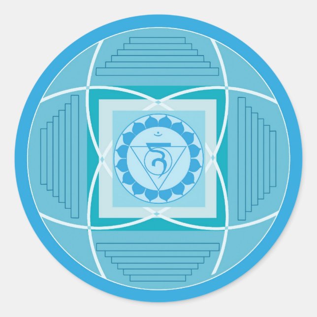 Adesivo Redondo Visuddha Chakra Mandala (Frente)