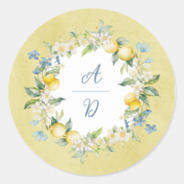 Adesivo Redondo Vita Lemon Floral Wreath Wreath Sticker