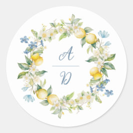 Adesivo Redondo Vita Lemon Floral Wreath Wreath Sticker