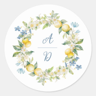 Adesivo Redondo Vita Lemon Floral Wreath Wreath Sticker