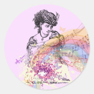 Adesivo Redondo Vititoriana Pequena Coluna Rosa Bonita