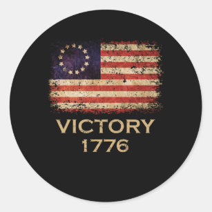 Adesivo Redondo Vitória Americana da Bandeira Betsy Ross 1776, Em 