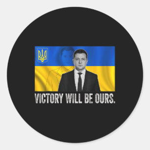 Adesivo Redondo Vitória de Volodymyr Zelensky Será Nossa Ucrânia