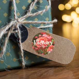 Adesivo Redondo Vitória Deuteronomia 20:4 Rosa Verso Elegante Rosa