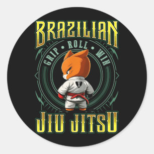 Adesivo Redondo Vitória no Rolamento de Pegada de Jiu Jitsu - Fox