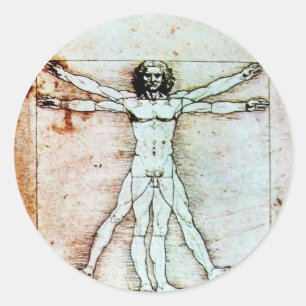 Adesivo Redondo VITRUVIAN MAN , Antiquado BURACO Castanho