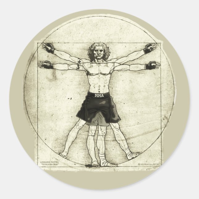 Adesivo Redondo Vitruvian MMA Man (Frente)