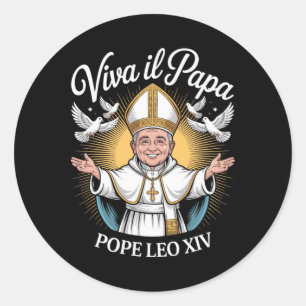Adesivo Redondo Viva Il Papa Leo Xiv 1