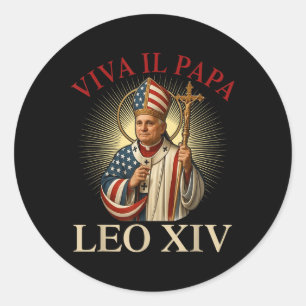 Adesivo Redondo Viva Il Papa Leo Xiv Primeiro Pontiff Americano