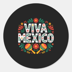 Adesivo Redondo Viva México arte popular colorido independência me