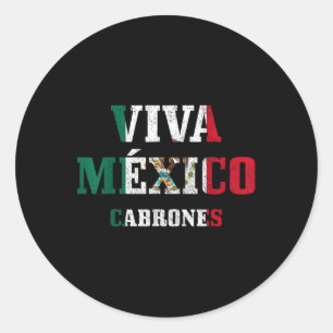 Adesivo Redondo Viva Mexico Cabrones Funny Cinco De Mayo Mexicano 