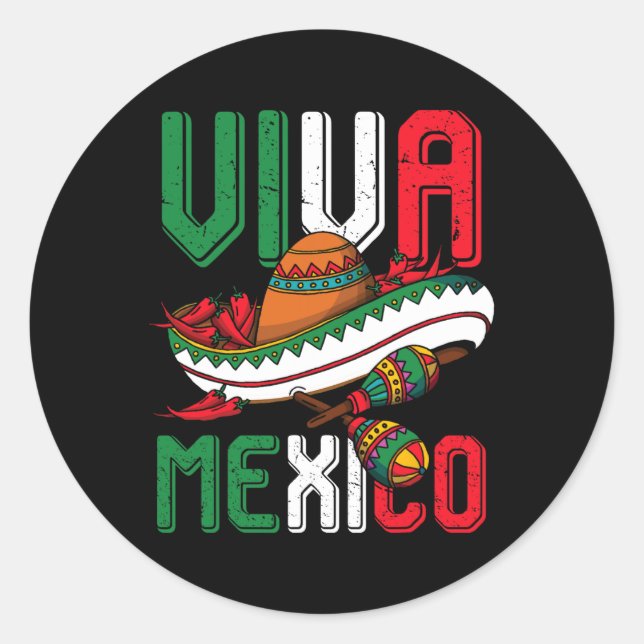 Adesivo Redondo Viva Mexico Cinco De Mayo (Frente)