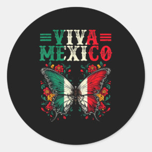 Adesivo Redondo Viva México Independência Borboleta Sinalizador Mé