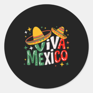 Adesivo Redondo Viva México meninas meninos bandeira mexicana