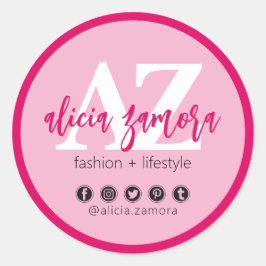 Adesivo Redondo Viva Modern Magenta - Personalizado Influenciador 