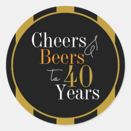 Adesivo Redondo Vivas e Cervejas 40 Anos Faixa Preta e Dourada