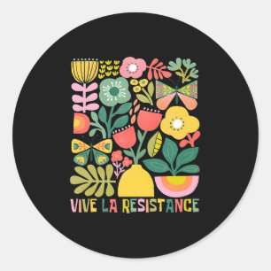 Adesivo Redondo Vive La Resistance O Retro Político Boho Floral Lo