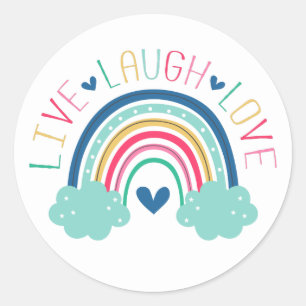 Adesivo Redondo VIVE LAUGH LOVE Rainbow