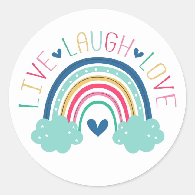 Adesivo Redondo VIVE LAUGH LOVE Rainbow (Frente)