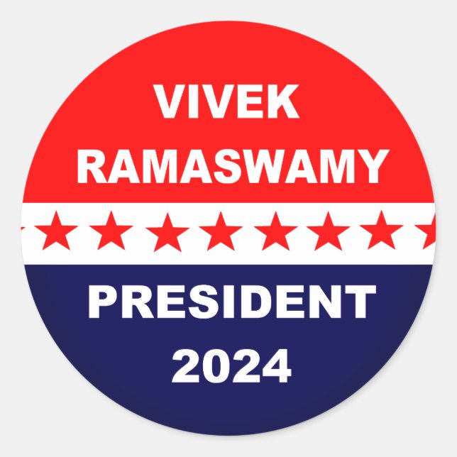 Adesivo Redondo Vivek Ramaswamy Presidente 2024 (Frente)