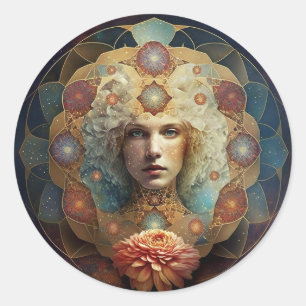 Adesivo Redondo Vivendo a arte visionária Mandala