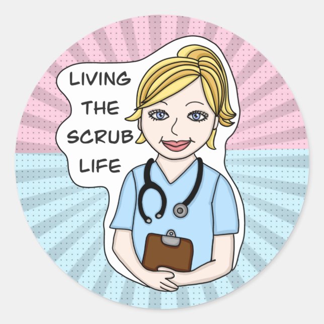 Adesivo Redondo Vivendo a vida escrupulosa | Enfermeiro, cuidador, (Frente)