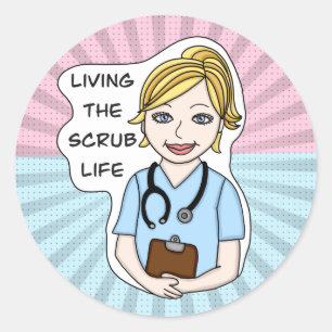 Adesivo Redondo Vivendo a vida escrupulosa   Enfermeiro, cuidador,