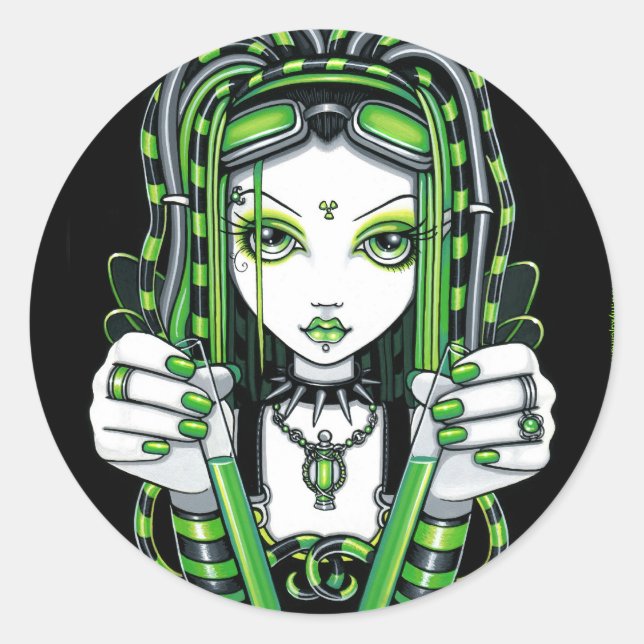 Adesivo Redondo "Vivian" Cybergoth Dark Industrial Fairy Stickers (Frente)