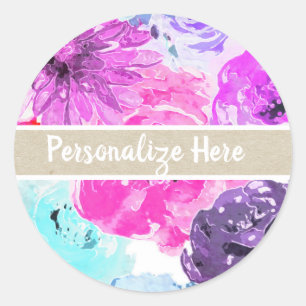 Adesivo Redondo Vívido Violeta Ousado Floral Flores Roxo Chic Favo