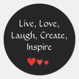 Adesivo Redondo Vivo, Amor, Rir, Criar, Inspirar